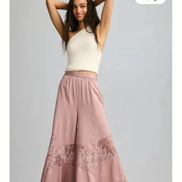 Anthropologie Mauve Sikly Plazo Pants SIZE 2. LIKE NEW - Picture 2 of 5